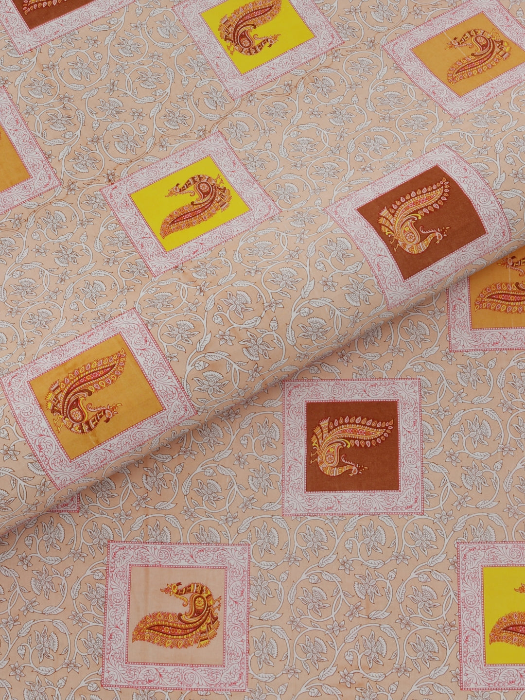 Pure Organic Cotton Bedsheet Hand Block Printed King Size with Pillow Covers 240 TC 90X108 inches
