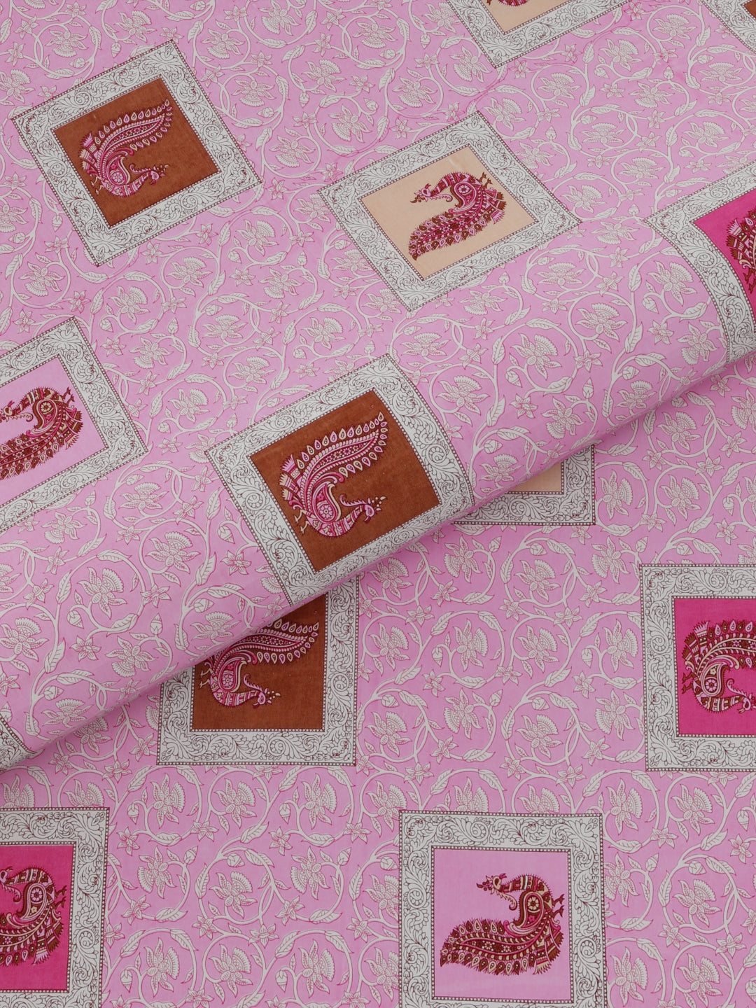 Pure Organic Cotton Bedsheet Hand Block Printed King Size with Pillow Covers 240 TC 90X108 inches