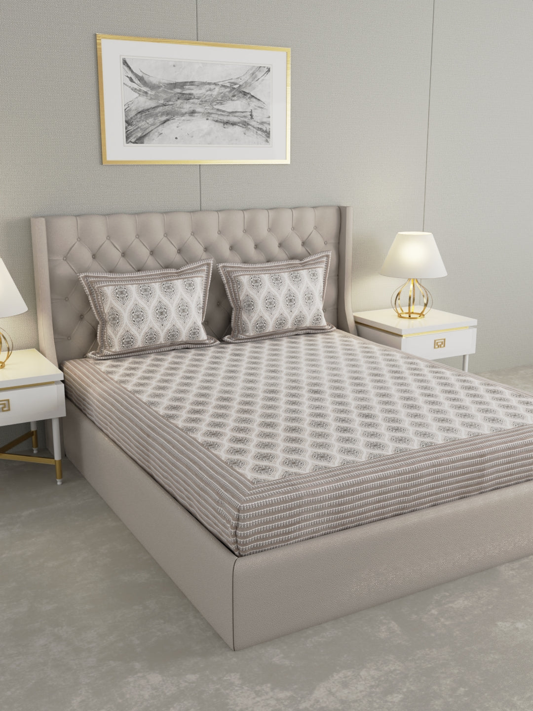 Pure Organic Cotton Bedsheet Hand Block Printed King Size with Pillow Covers 240 TC 90X108 inches