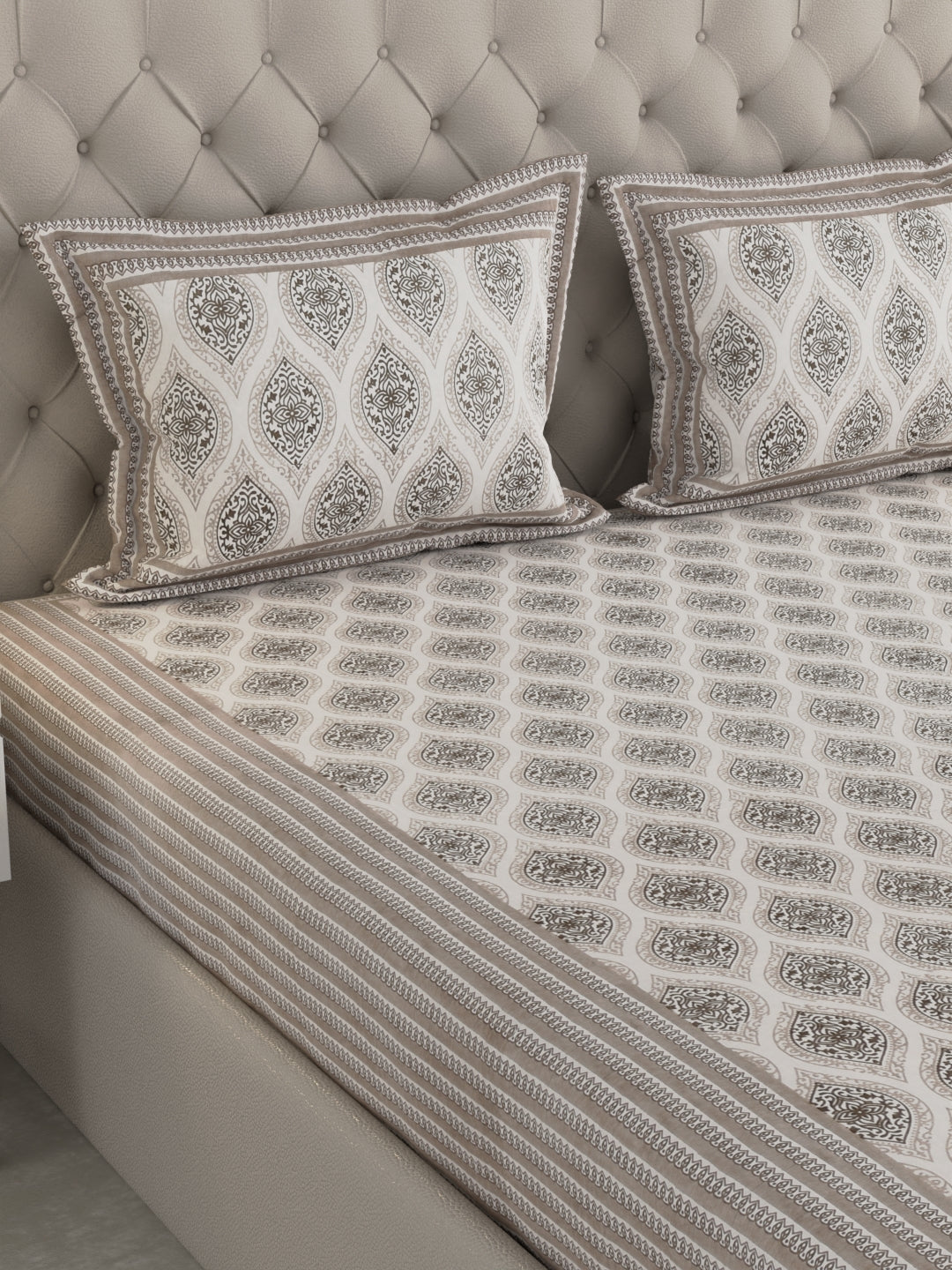 Pure Organic Cotton Bedsheet Hand Block Printed King Size with Pillow Covers 240 TC 90X108 inches
