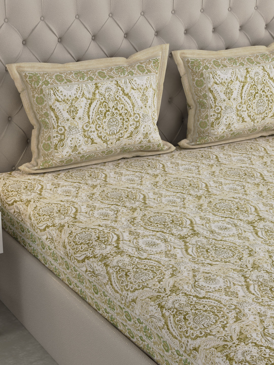 Pure Organic Cotton Bedsheet Hand Block Printed King Size with Pillow Covers 240 TC 90X108 inches
