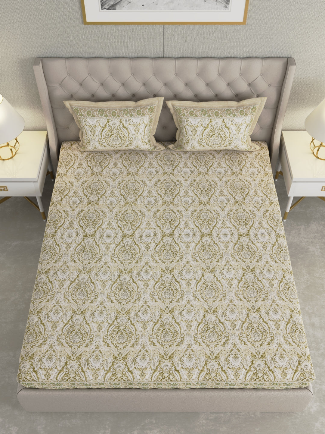 Pure Organic Cotton Bedsheet Hand Block Printed King Size with Pillow Covers 240 TC 90X108 inches