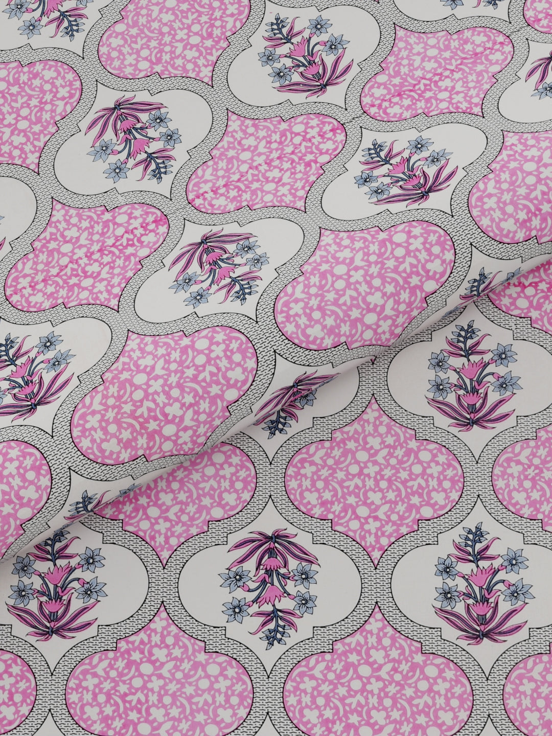 Pure Organic Cotton Bedsheet Hand Block Printed King Size with Pillow Covers 240 TC 90X108 inches