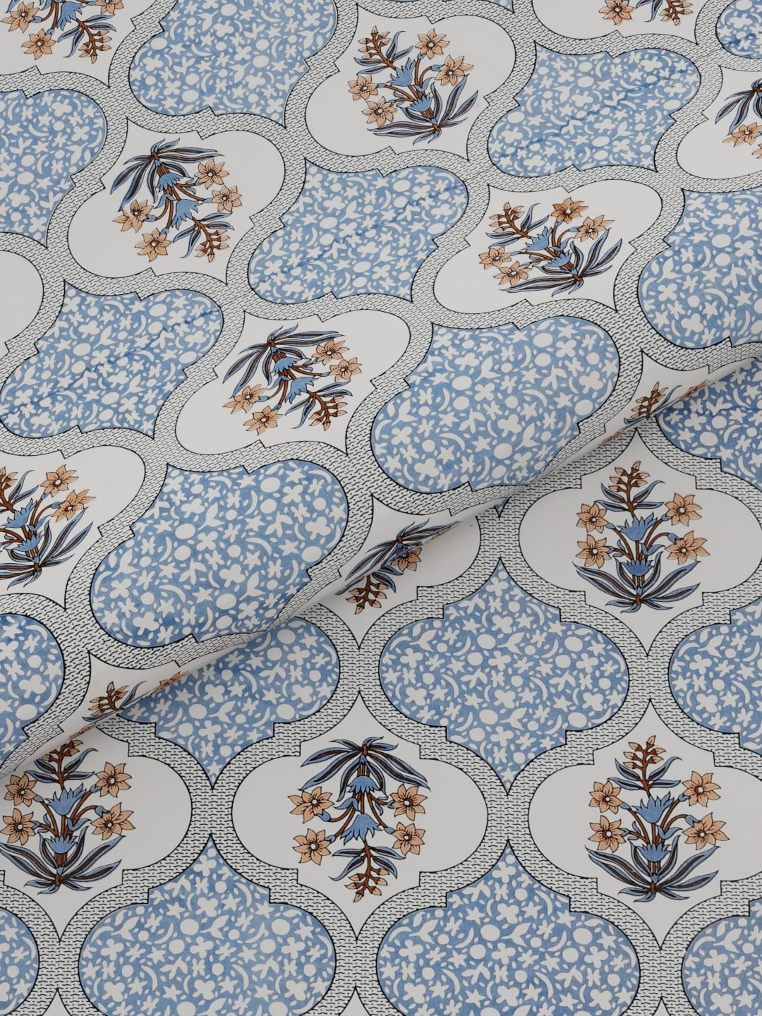 Pure Organic Cotton Bedsheet Hand Block Printed King Size with Pillow Covers 240 TC 90X108 inches