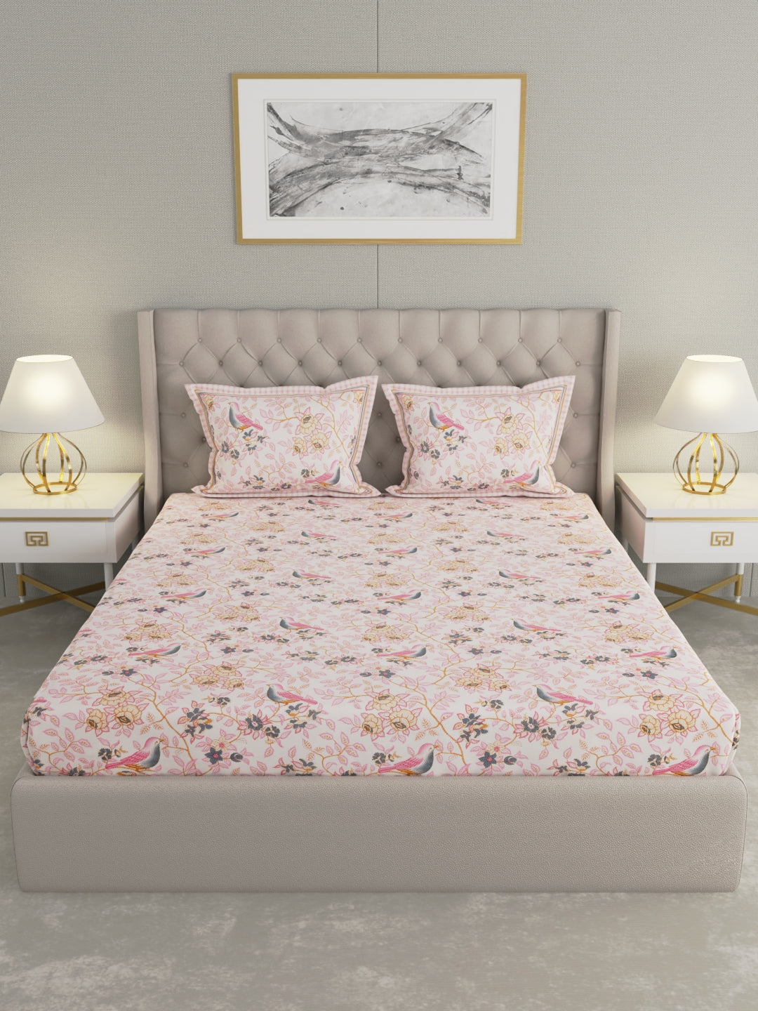 Pure Organic Cotton Bedsheet Hand Block Printed King Size with Pillow Covers 240 TC 90X108 inches