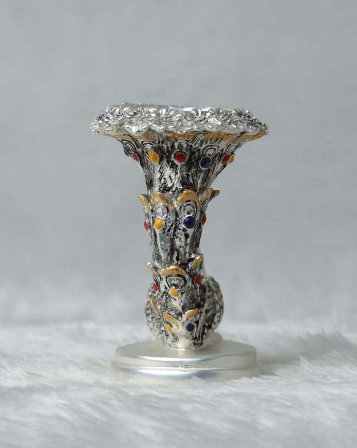 Elegant Silver Plated Antique Matt Finish Peacock Candle Holder