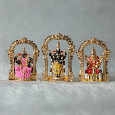 Gold Plated Arch with Tirupati Balaji, Lakshmi & Padmavati