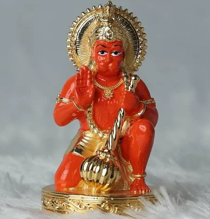 Divine Gold Plated Ashirvad Hanuman Statue