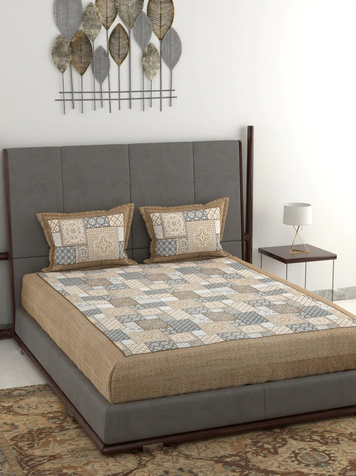 100% Pure Organic Cotton Fabric Jaipuri Hand Block Printed Jumbo King Size Double Bedsheet with 2 Pillow Covers Gift Or Decor