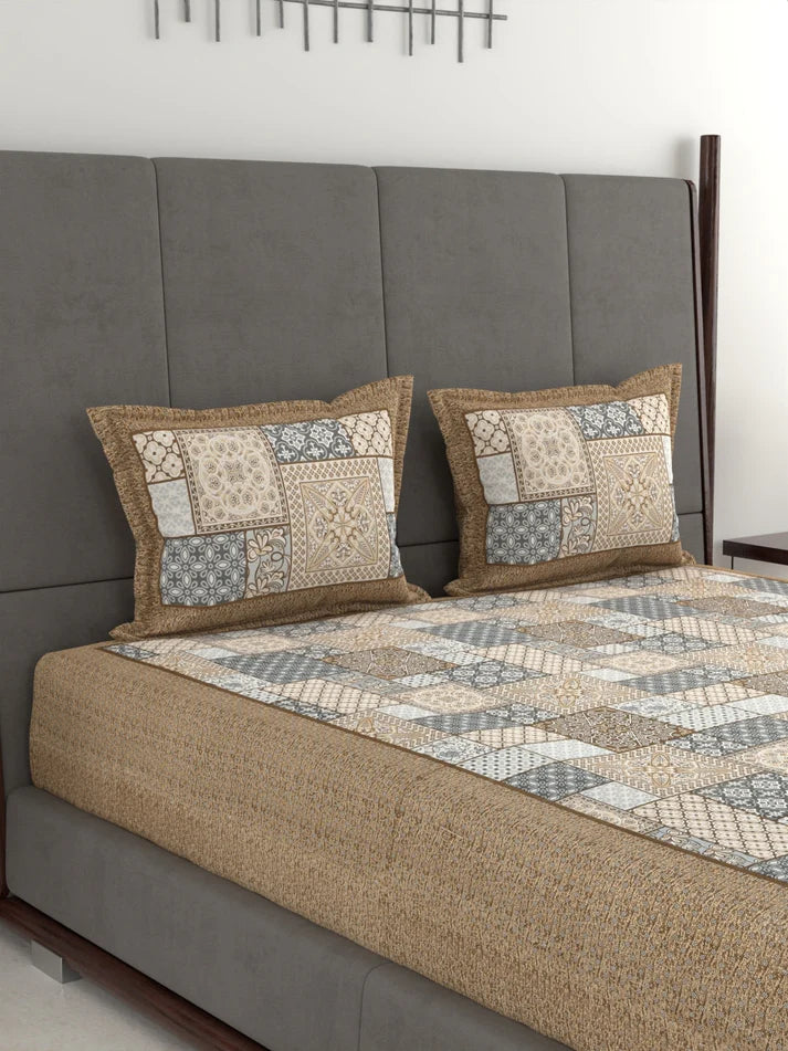 100% Pure Organic Cotton Fabric Jaipuri Hand Block Printed Jumbo King Size Double Bedsheet with 2 Pillow Covers Gift Or Decor