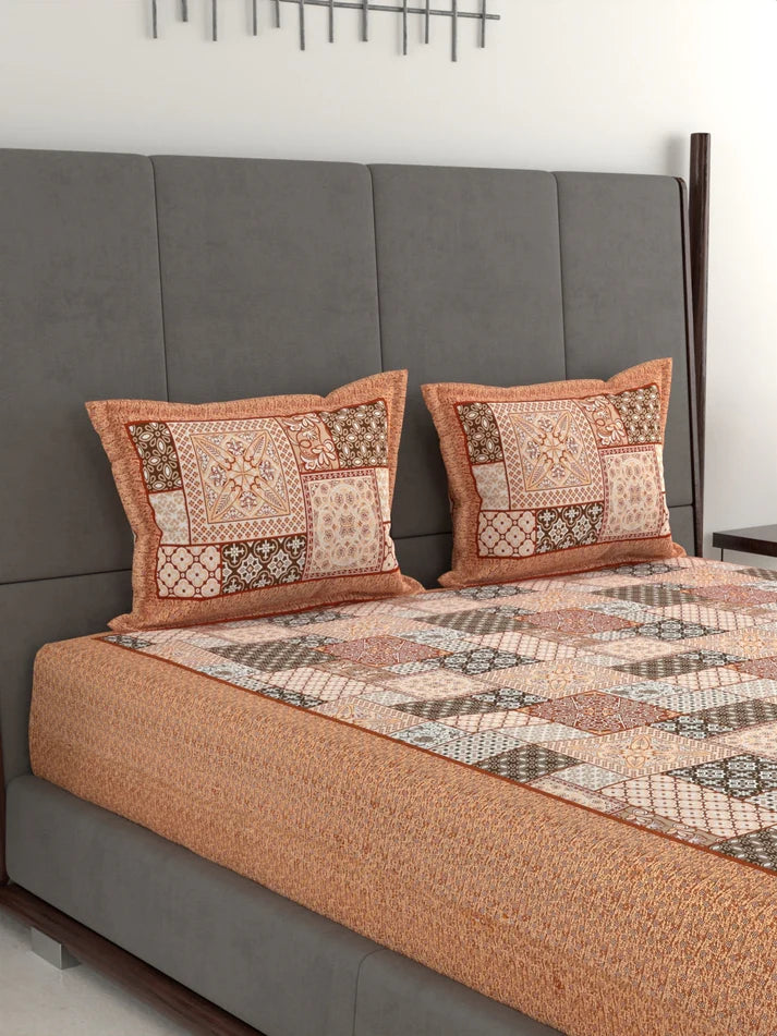 100% Pure Organic Cotton Fabric Jaipuri Hand Block Printed Jumbo King Size Double Bedsheet with 2 Pillow Covers Gift Or Decor