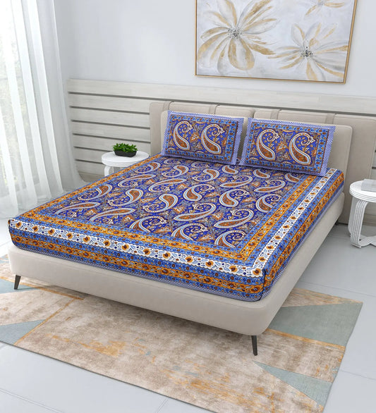 85 X 95 inch Queen Size 100% Cotton Bedsheet for Double Bed with Pillow Cover GiftorDecor