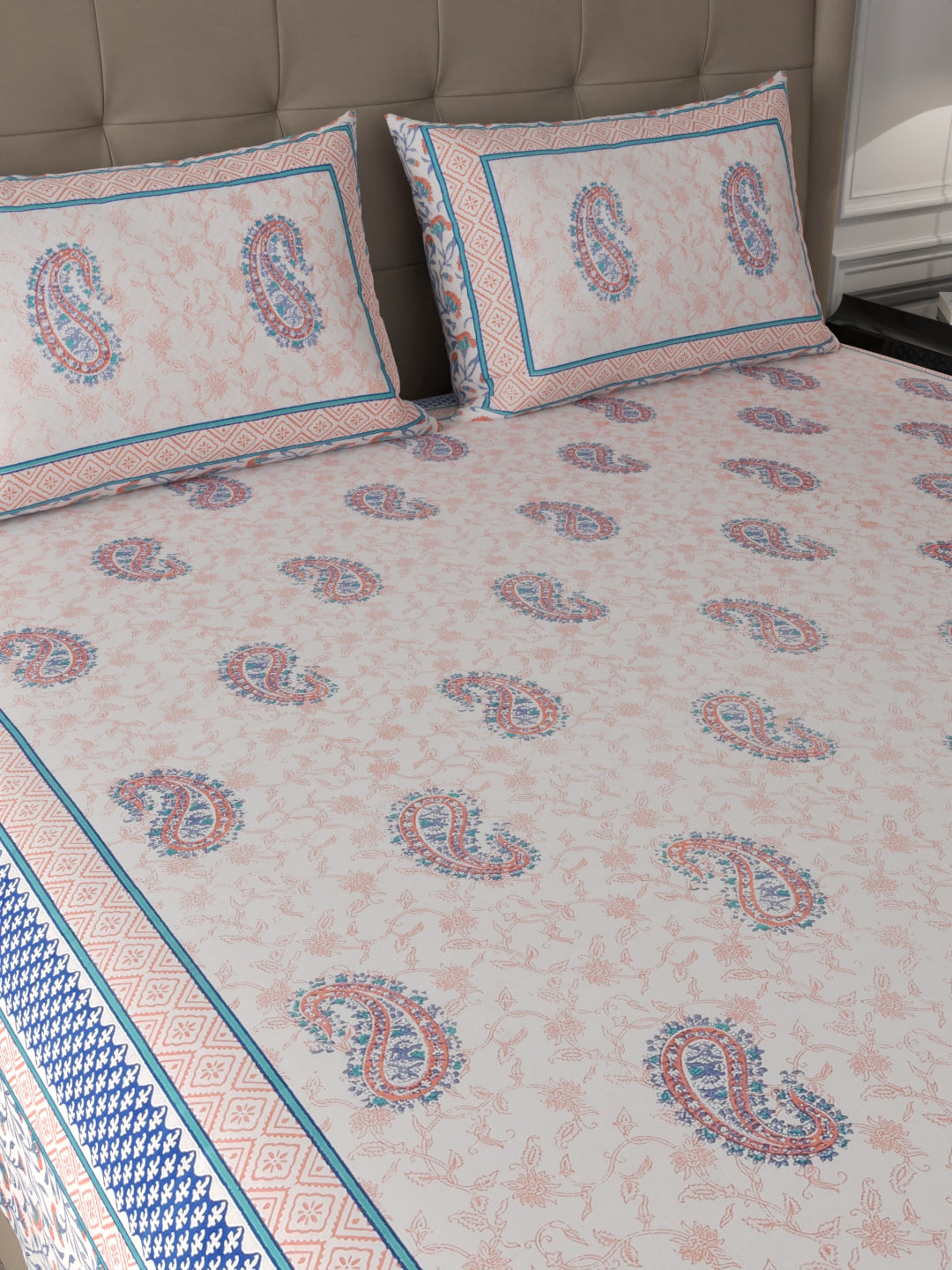 108 X 108 inch 100% Cotton Bedsheet for Double Bed Super King Size with Pillow Covers Gift Or Decor
